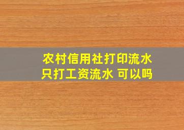 农村信用社打印流水只打工资流水 可以吗